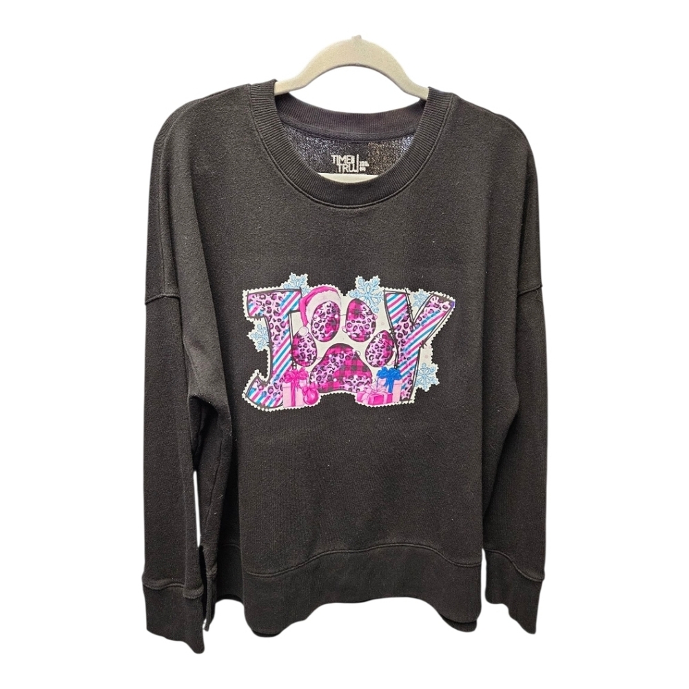 Time and Tru Black Joy Sweatshirt